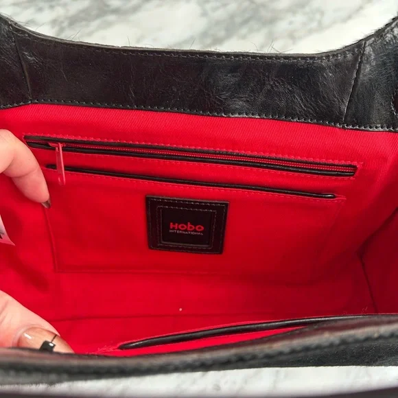 HOBO Black Calf-Hair Structured Top-Handle Bag EUC - Picture 5 of 7